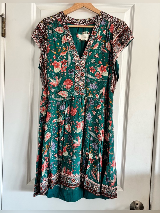Anthropologie Dresses & Skirts - Anthropologie Teal Floral V-Neck Midi Dress